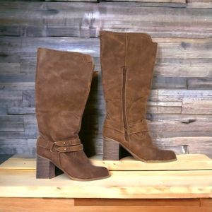 Dolce Women's Brown Faux Leather Strap Boots Size 7